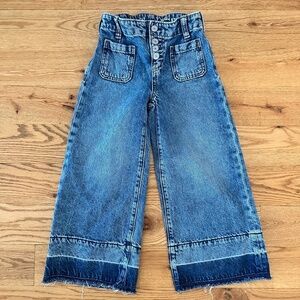 NWOT GAP Kids High Rise Stride Wide-Leg Ankle Jeans - Size 7
